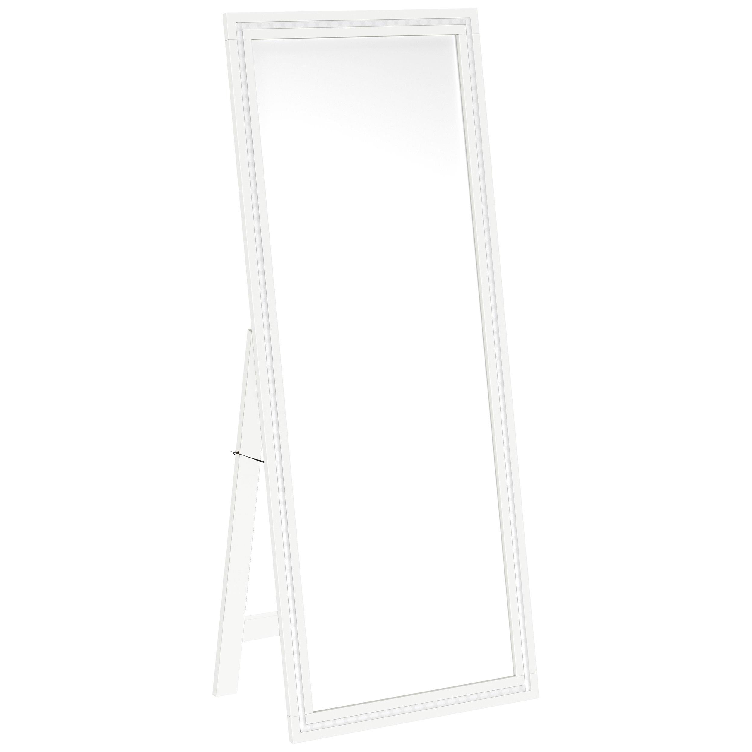 Coaster Furniture Windrose 960963 28 x 67 Inch Tempered LED Standing Mirror - White IMAGE 1